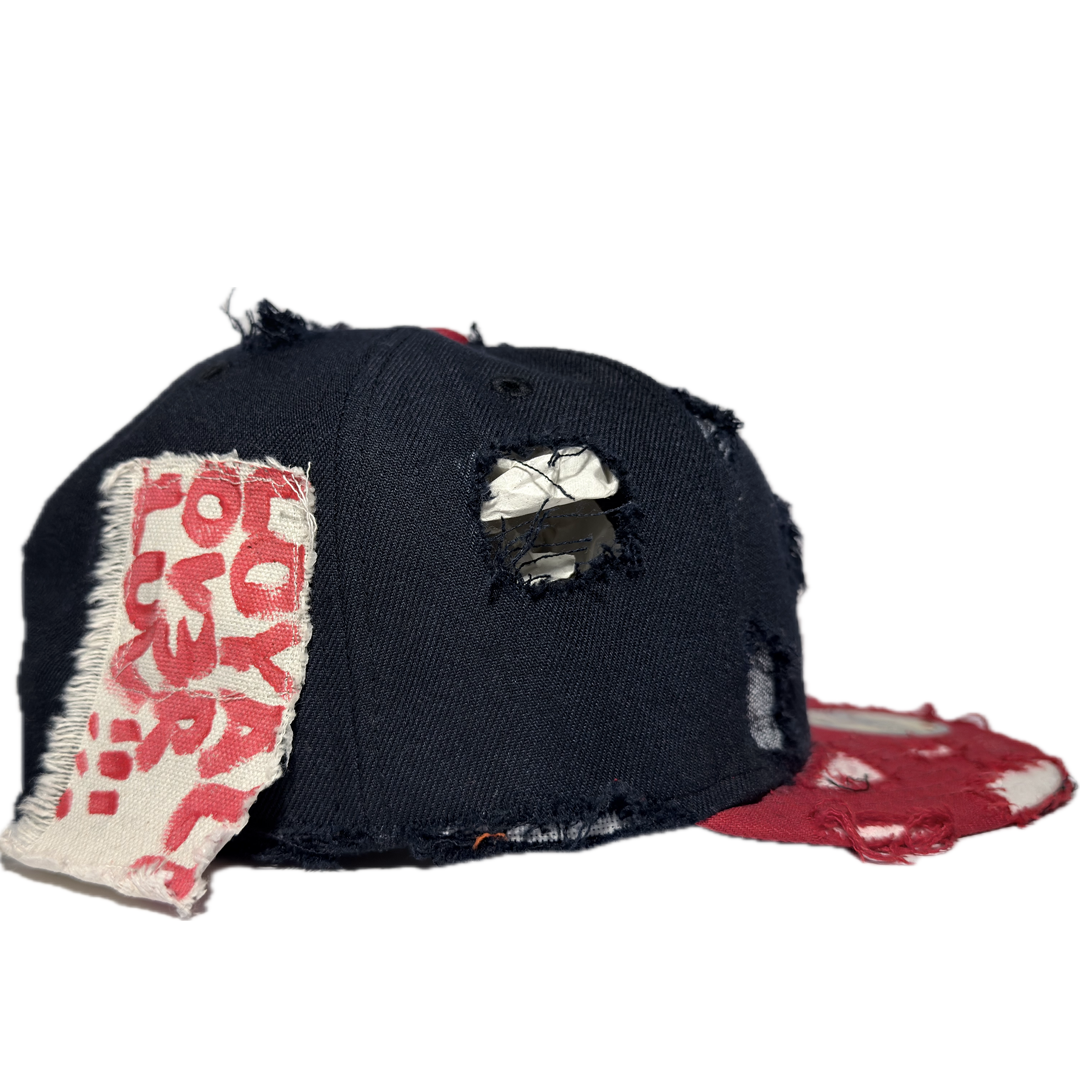 NAVY BLUE AND RED ANTI FITTED CAP