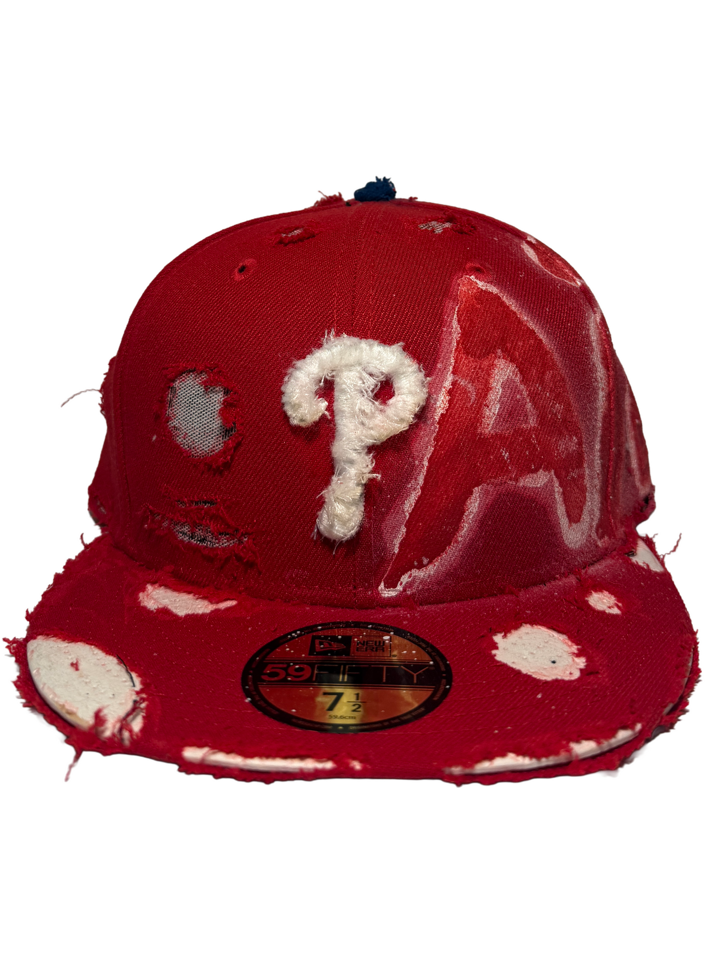 RED “PAIN” DISTRESSED FITTED HAT