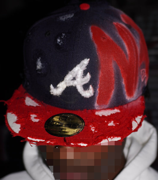 NAVY BLUE AND RED ANTI FITTED CAP